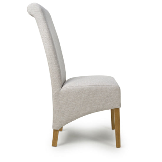 Krista Natural Weave Fabric Dining Chairs In Pair