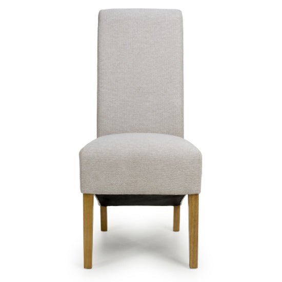 Krista Natural Weave Fabric Dining Chairs In Pair