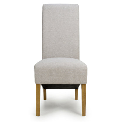 Krista Natural Weave Fabric Dining Chairs In Pair
