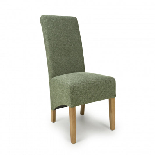 Krista Green Weave Fabric Dining Chairs In Pair