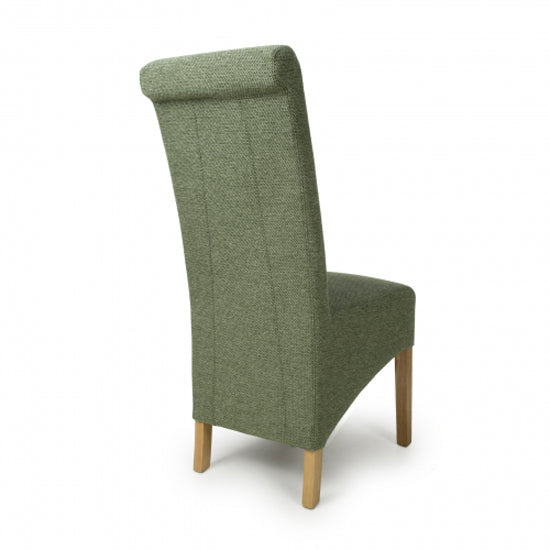 Krista Green Weave Fabric Dining Chairs In Pair