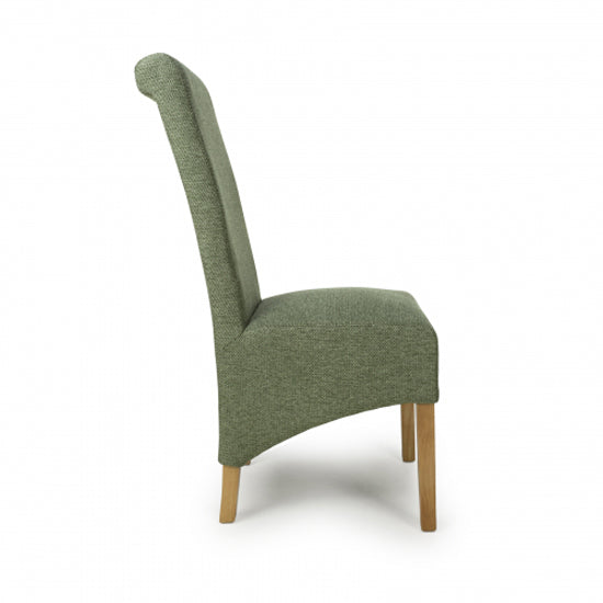 Krista Green Weave Fabric Dining Chairs In Pair