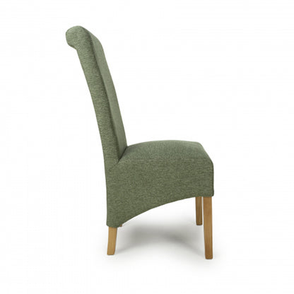 Krista Green Weave Fabric Dining Chairs In Pair