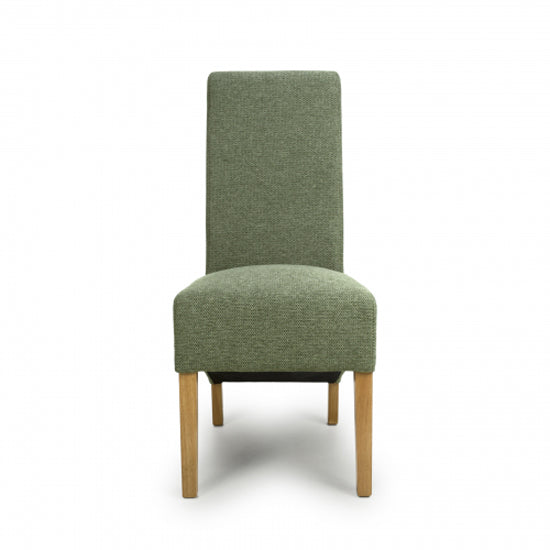 Krista Green Weave Fabric Dining Chairs In Pair