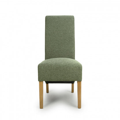 Krista Green Weave Fabric Dining Chairs In Pair