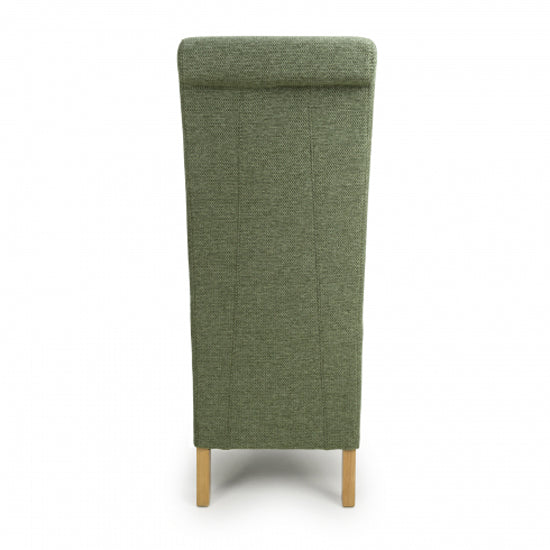 Krista Green Weave Fabric Dining Chairs In Pair