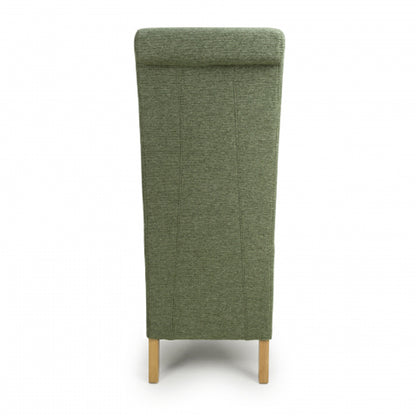 Krista Green Weave Fabric Dining Chairs In Pair