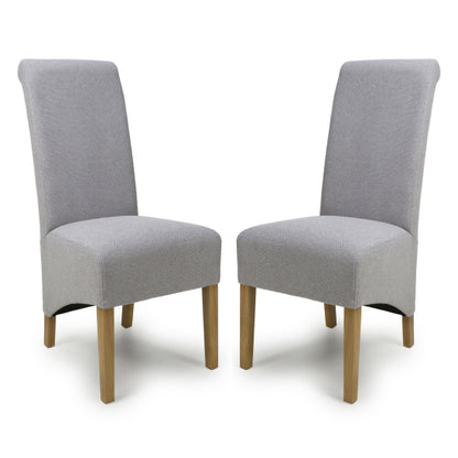 Krista Light Grey Weave Fabric Dining Chairs In Pair