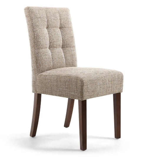 Moseley Oatmeal Stitched Waffle Tweed Dining Chairs In Pair