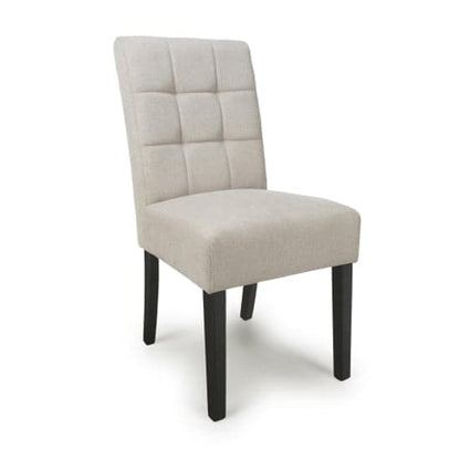 Moseley Natural Waffle Flax Effect Dining Chairs With Black Legs In Pair