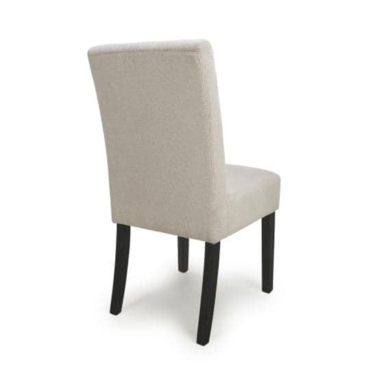 Moseley Natural Waffle Flax Effect Dining Chairs With Black Legs In Pair