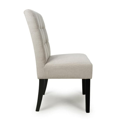 Moseley Natural Waffle Flax Effect Dining Chairs With Black Legs In Pair