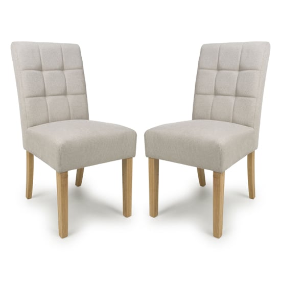 Moseley Natural Waffle Flax Effect Dining Chairs With Natural Legs In Pair