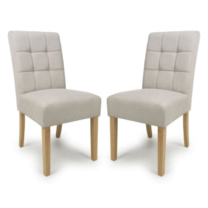 Moseley Natural Waffle Flax Effect Dining Chairs With Natural Legs In Pair