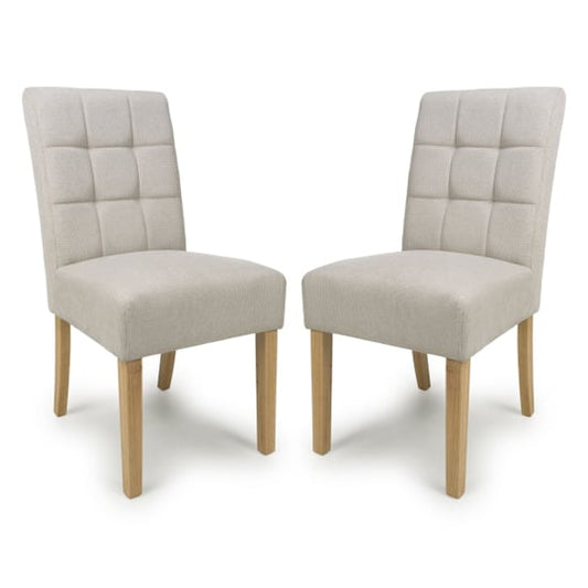 Moseley Natural Waffle Flax Effect Dining Chairs With Natural Legs In Pair