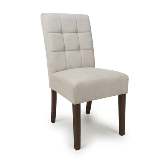 Moseley Natural Waffle Flax Effect Dining Chairs With Walnut Legs In Pair