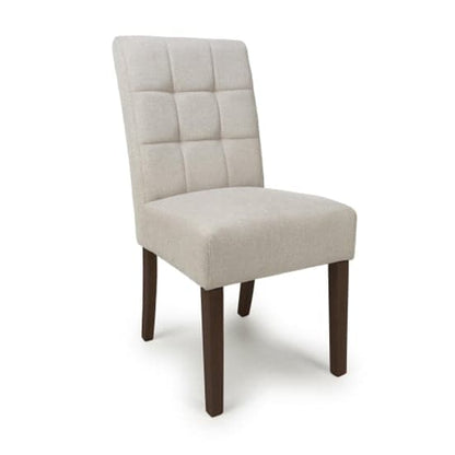 Moseley Natural Waffle Flax Effect Dining Chairs With Walnut Legs In Pair