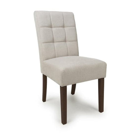 Moseley Natural Waffle Flax Effect Dining Chairs With Walnut Legs In Pair