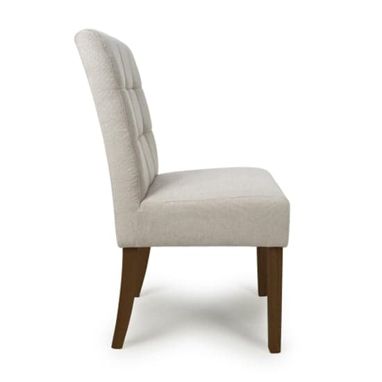Moseley Natural Waffle Flax Effect Dining Chairs With Walnut Legs In Pair