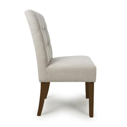 Moseley Natural Waffle Flax Effect Dining Chairs With Walnut Legs In Pair