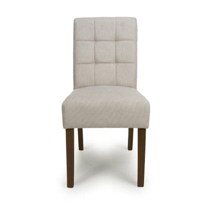 Moseley Natural Waffle Flax Effect Dining Chairs With Walnut Legs In Pair