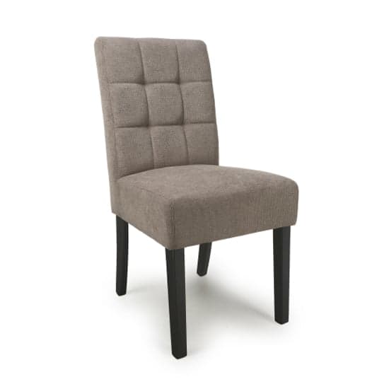 Moseley Light Brown Waffle Flax Effect Dining Chairs With Black Legs In Pair