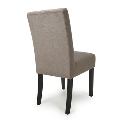 Moseley Light Brown Waffle Flax Effect Dining Chairs With Black Legs In Pair