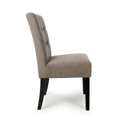 Moseley Light Brown Waffle Flax Effect Dining Chairs With Black Legs In Pair