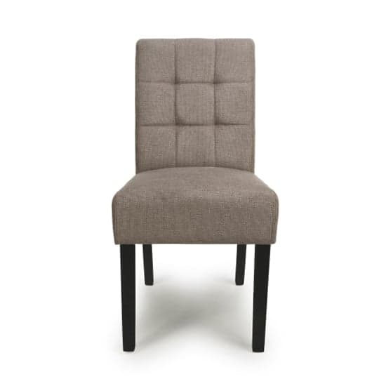 Moseley Light Brown Waffle Flax Effect Dining Chairs With Black Legs In Pair