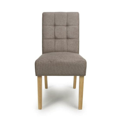 Moseley Light Brown Waffle Flax Effect Dining Chairs With Natural Legs In Pair