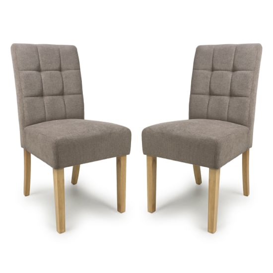 Moseley Light Brown Waffle Flax Effect Dining Chairs With Natural Legs In Pair