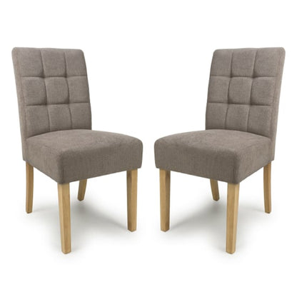 Moseley Light Brown Waffle Flax Effect Dining Chairs With Natural Legs In Pair