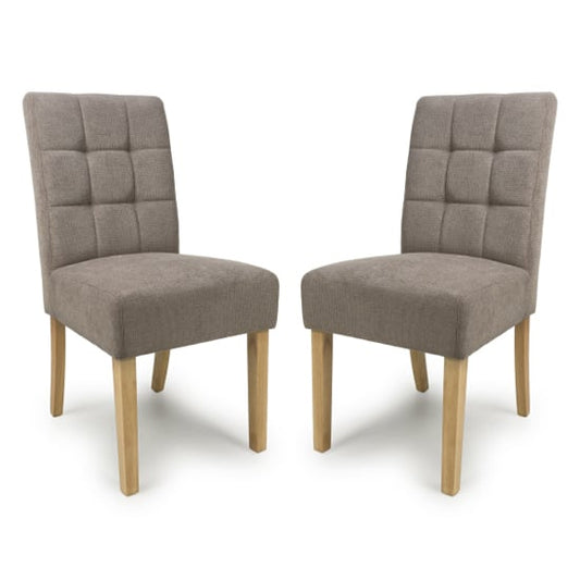 Moseley Light Brown Waffle Flax Effect Dining Chairs With Natural Legs In Pair
