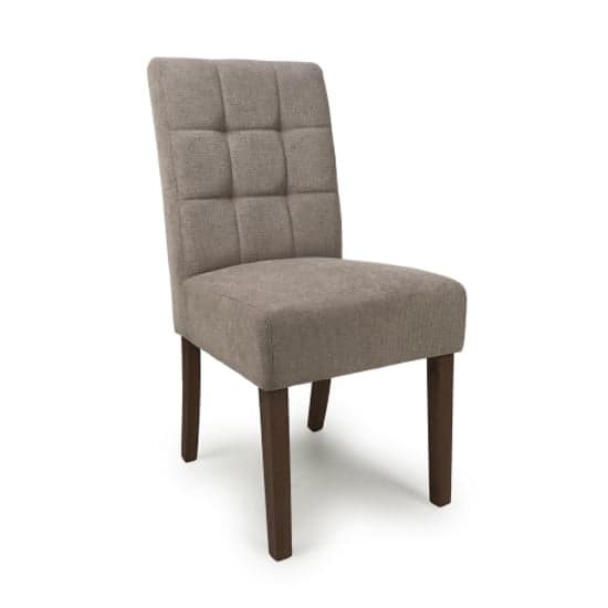 Moseley Light Brown Waffle Flax Effect Dining Chairs With Walnut Legs In Pair