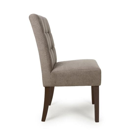 Moseley Light Brown Waffle Flax Effect Dining Chairs With Walnut Legs In Pair