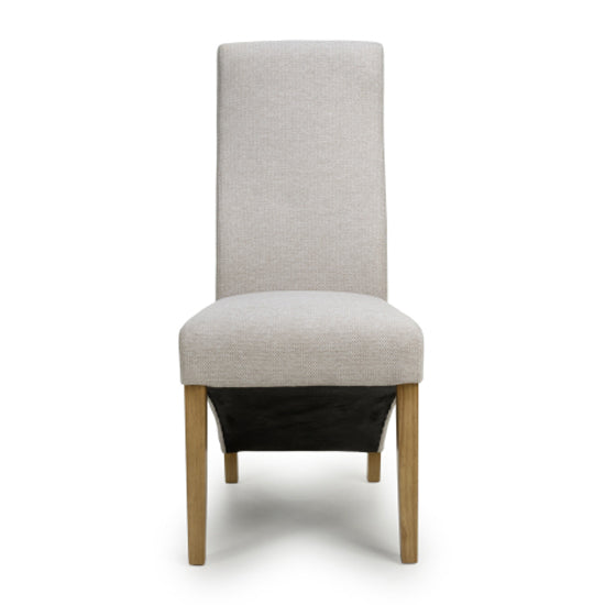 Baxter Natural Weave Fabric Dining Chairs In Pair