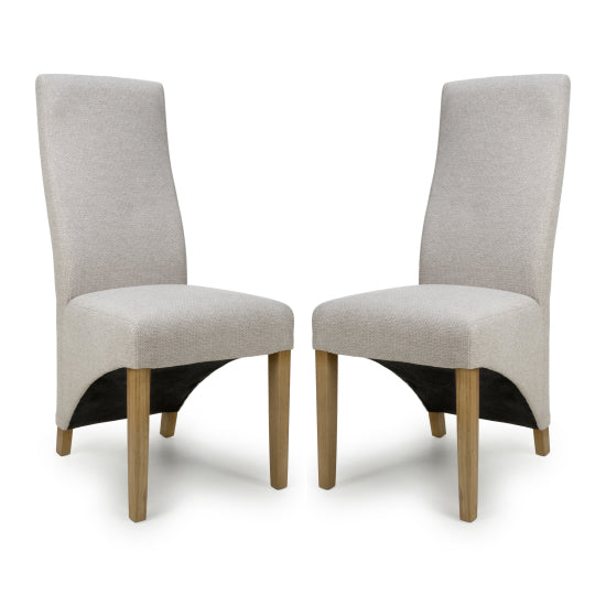 Baxter Natural Weave Fabric Dining Chairs In Pair