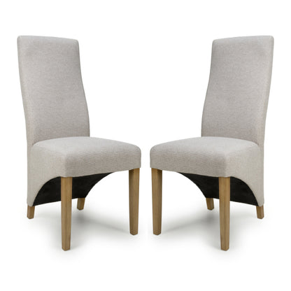Baxter Natural Weave Fabric Dining Chairs In Pair