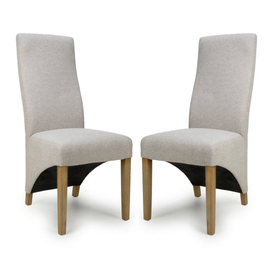 Baxter Natural Weave Fabric Dining Chairs In Pair