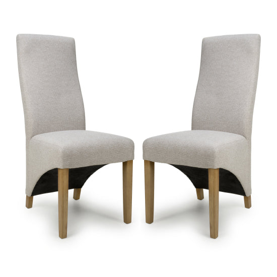 Baxter Natural Weave Fabric Dining Chairs In Pair