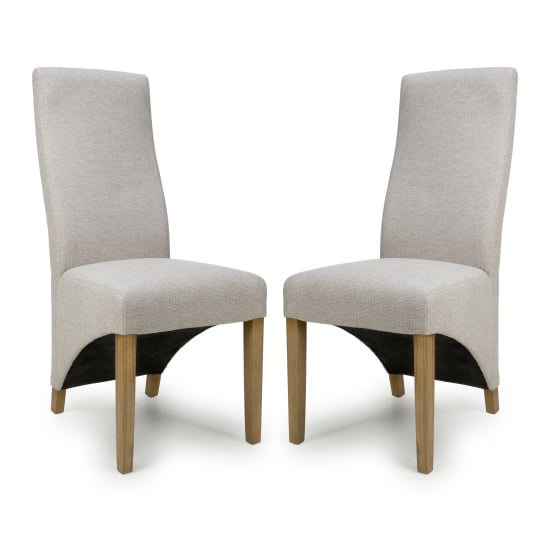 Baxter Natural Weave Linen Effect Fabric Dining Chairs In Pair