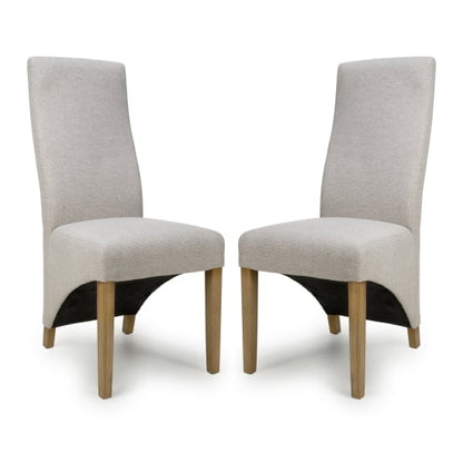 Baxter Natural Weave Linen Effect Fabric Dining Chairs In Pair