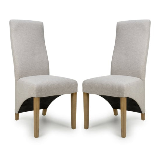 Baxter Natural Weave Linen Effect Fabric Dining Chairs In Pair