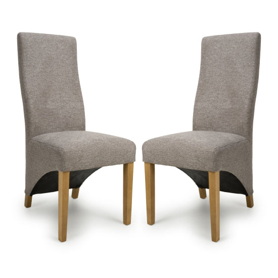 Baxter Mocha Weave Fabric Dining Chairs In Pair