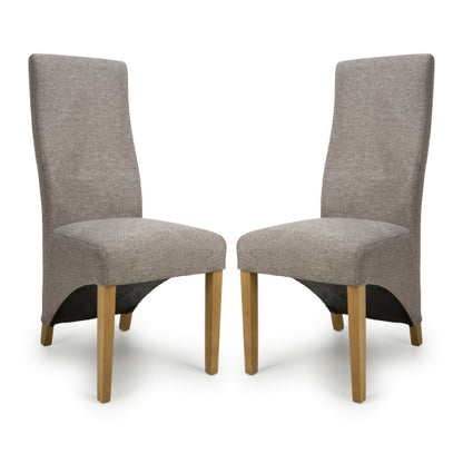 Baxter Mocha Weave Fabric Dining Chairs In Pair