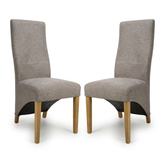 Baxter Mocha Weave Fabric Dining Chairs In Pair