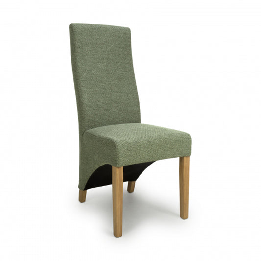 Baxter Green Weave Linen Effect Fabric Dining Chairs In Pair