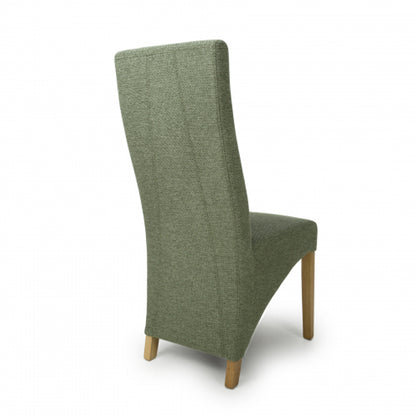 Baxter Green Weave Linen Effect Fabric Dining Chairs In Pair