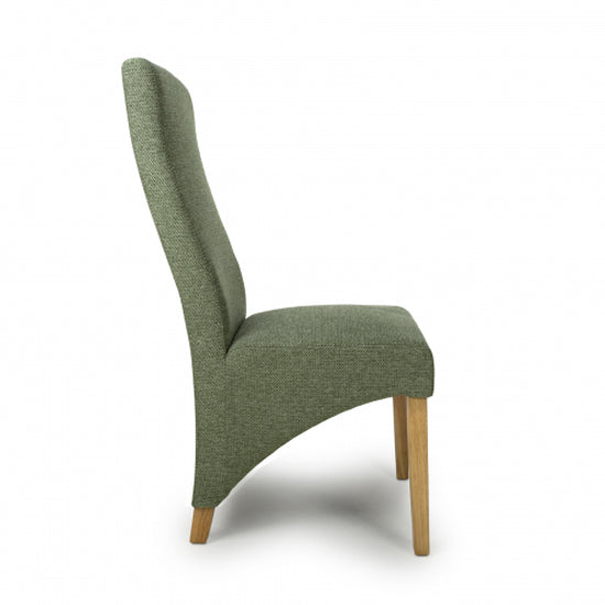 Baxter Green Weave Linen Effect Fabric Dining Chairs In Pair