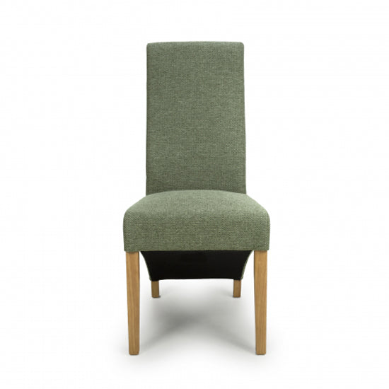 Baxter Green Weave Linen Effect Fabric Dining Chairs In Pair